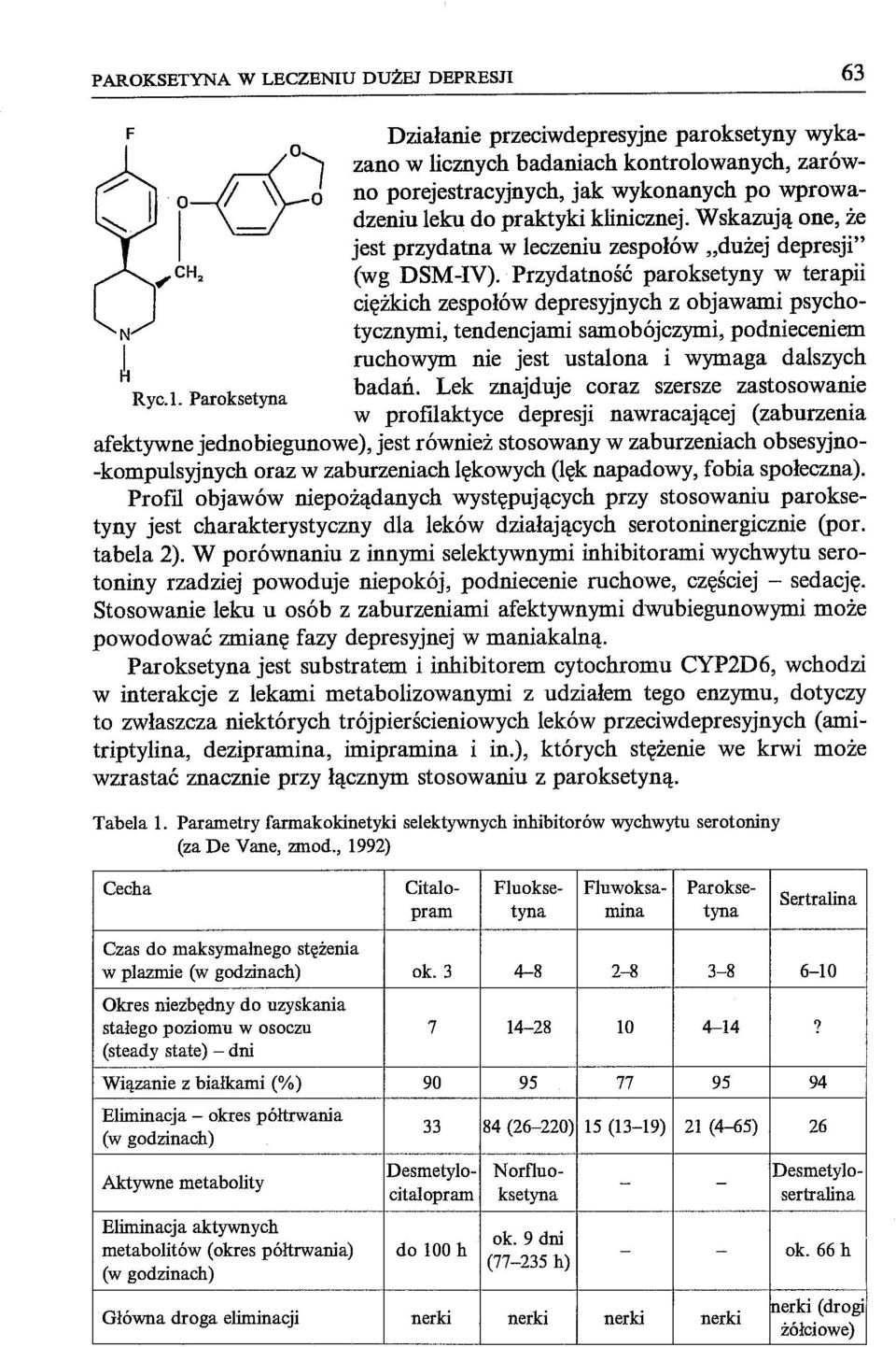 Przydatność paroksetyny w terapii ciężkich zespołów depresyjnych z objawami psychotycznymi, tendencjami samobójczymi, podnieceniem ruchowym nie jest ustalona i wymaga dalszych badań.