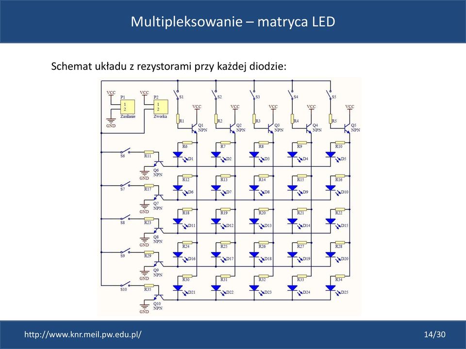 przy każdej diodzie: