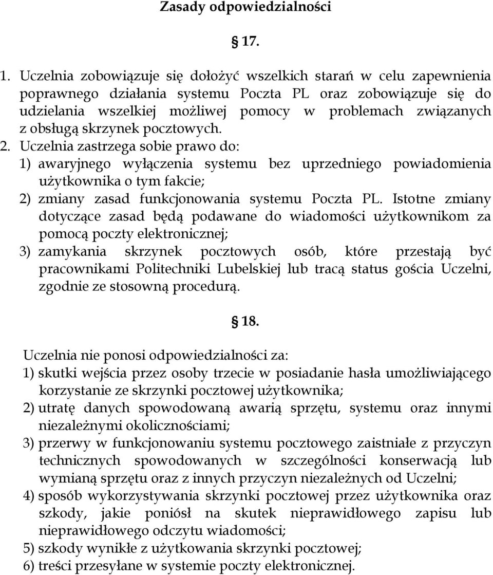 obsługą skrzynek pocztowych. 2.