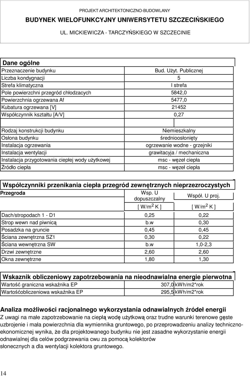 budynku Niemieszkalny Osłona budynku średnioosłonięty Instalacja ogrzewania ogrzewanie wodne - grzejniki Instalacja wentylacji grawitacyja / mechaniczna Instalacja przygotowania ciepłej wody