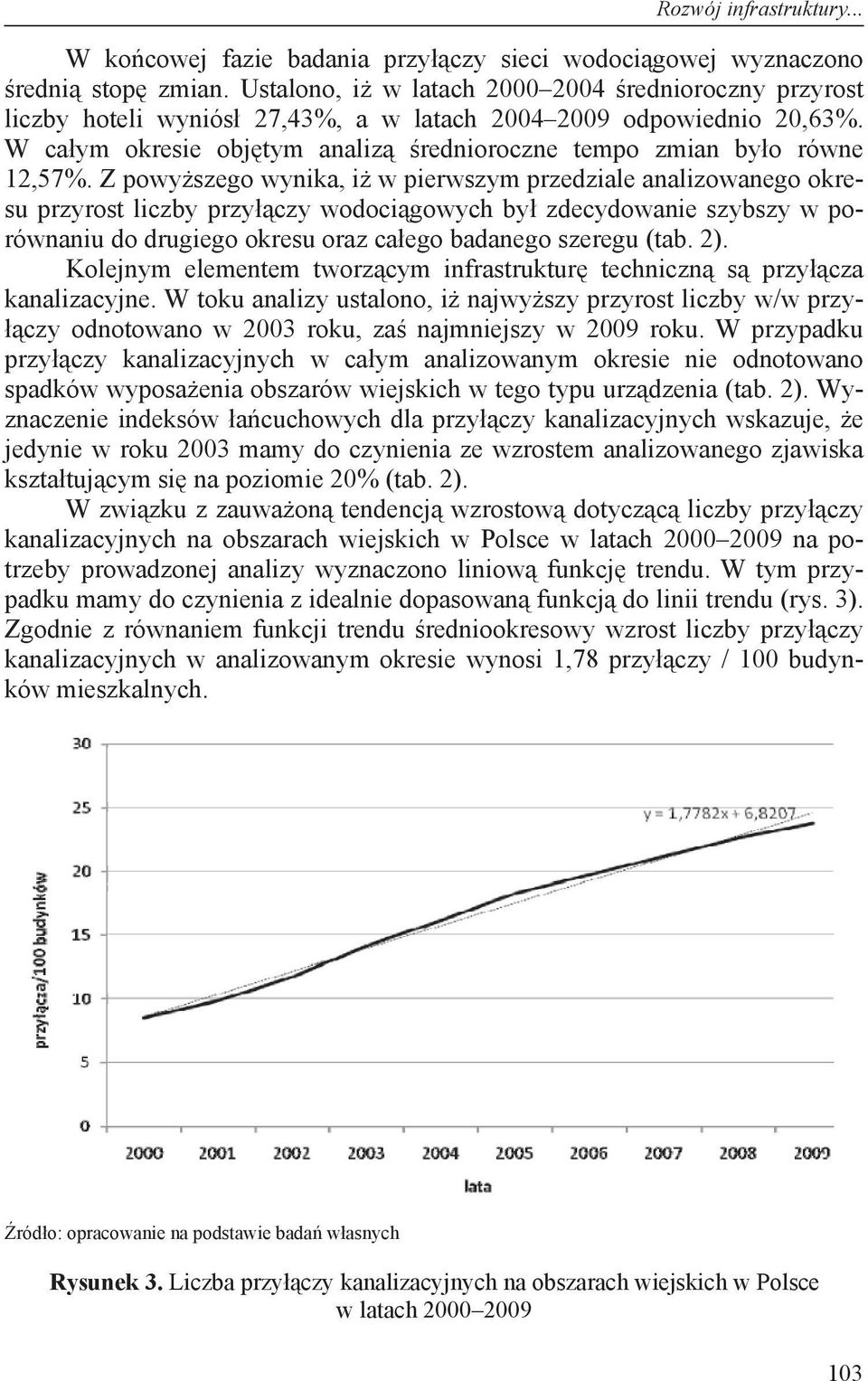 Z powy szego wynika, i w pierwszym przedziale analizowanego okresu przyrost liczby przy czy wodoci gowych by zdecydowanie szybszy w porównaniu do drugiego okresu oraz ca ego badanego szeregu (tab. 2).