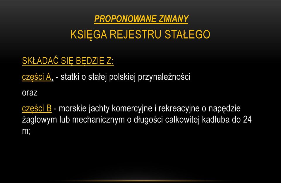 ZMIANY części B - morskie jachty komercyjne i rekreacyjne o