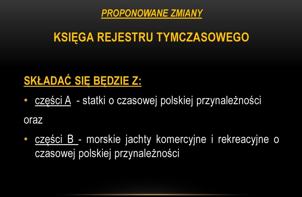 przynależności oraz części B - morskie jachty