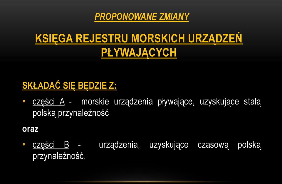 pływające, uzyskujące stałą polską przynależność oraz