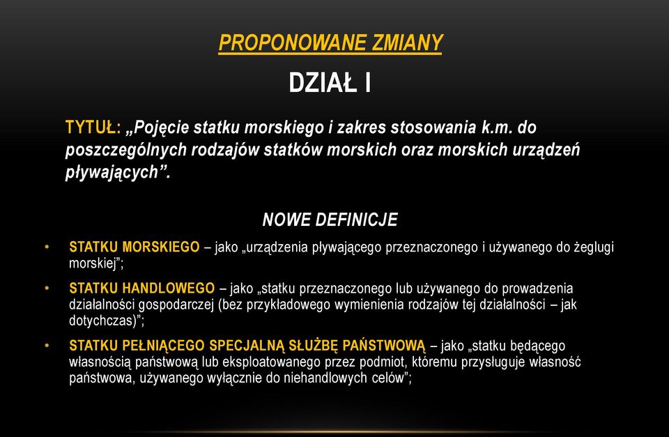 używanego do prowadzenia działalności gospodarczej (bez przykładowego wymienienia rodzajów tej działalności jak dotychczas) ; STATKU PEŁNIĄCEGO SPECJALNĄ