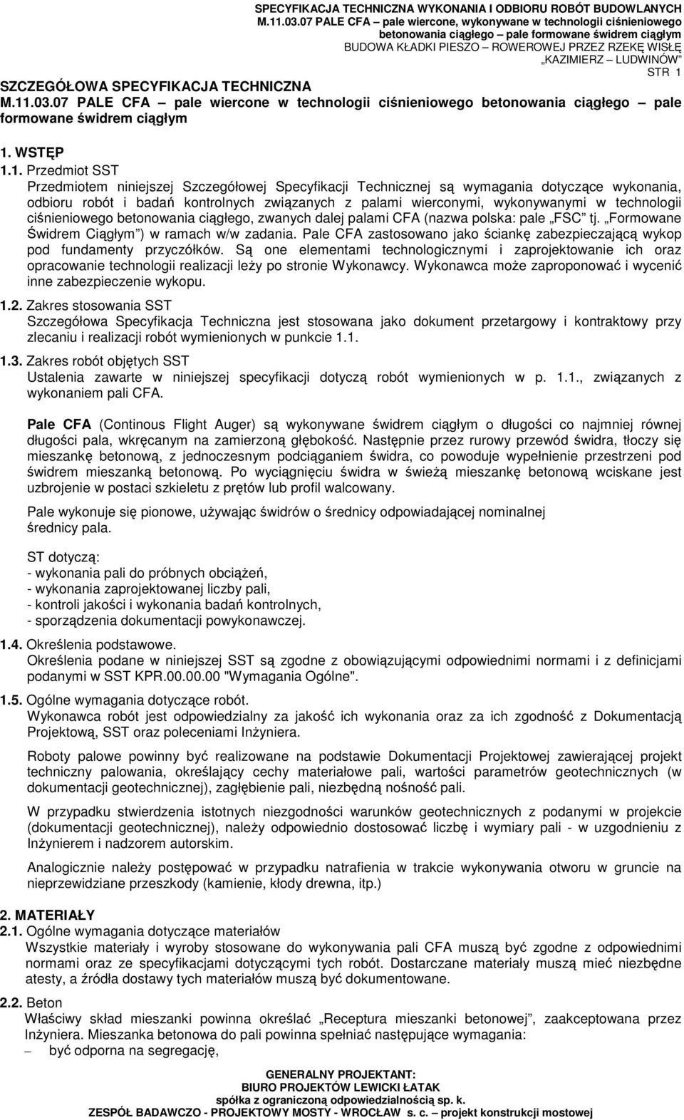 .03.07 PALE CFA pale wiercone w technologii ciśnieniowego betonowania ciągłego pale formowane świdrem ciągłym 1.
