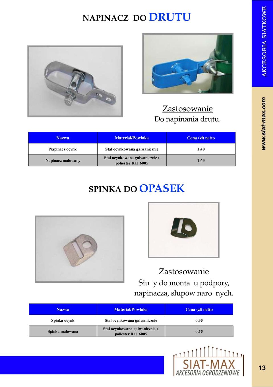 Stal ocynkowana galwanicznie+ 1,63 SPINKA DO OPASEK Służy do montażu