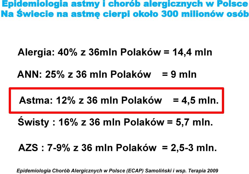 36 mln Polaków = 9 mln = 4,5 mln. Świsty : 16% z 36 mln Polaków = 5,7 mln.