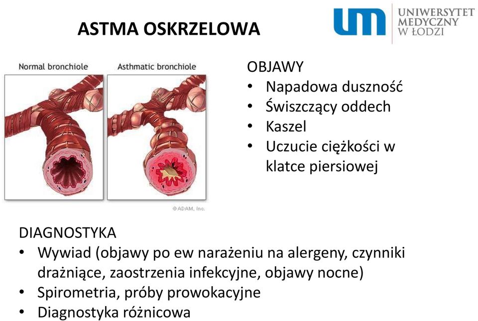 ew narażeniu na alergeny, czynniki drażniące, zaostrzenia
