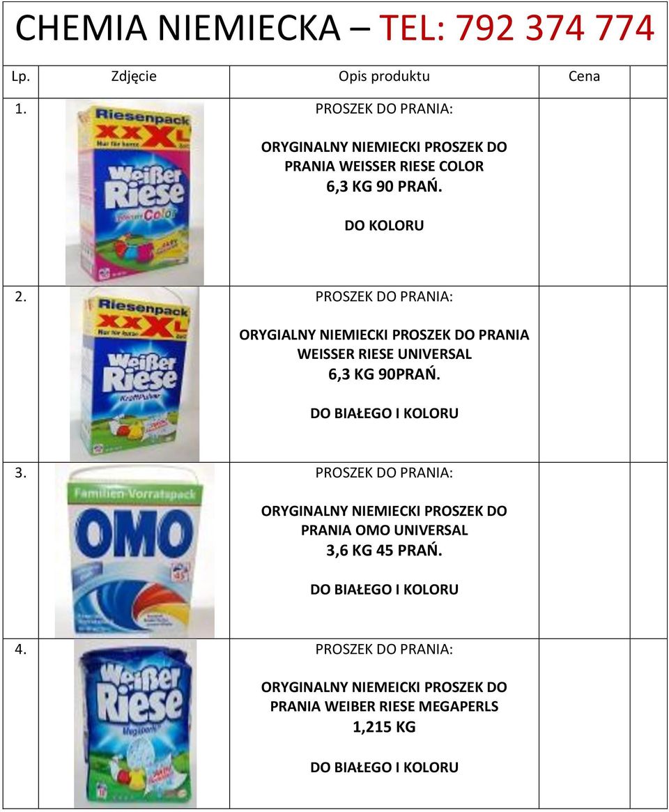 PROSZEK DO PRANIA: ORYGIALNY NIEMIECKI PROSZEK DO PRANIA WEISSER RIESE UNIVERSAL 6,3 KG 90PRAŃ. 3.