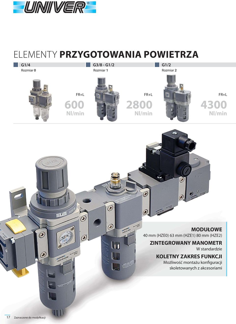 (HZE0) 63 mm (HZE1) 80 mm (HZE2) ZINTEGROWANY MANOMETR W standardzie