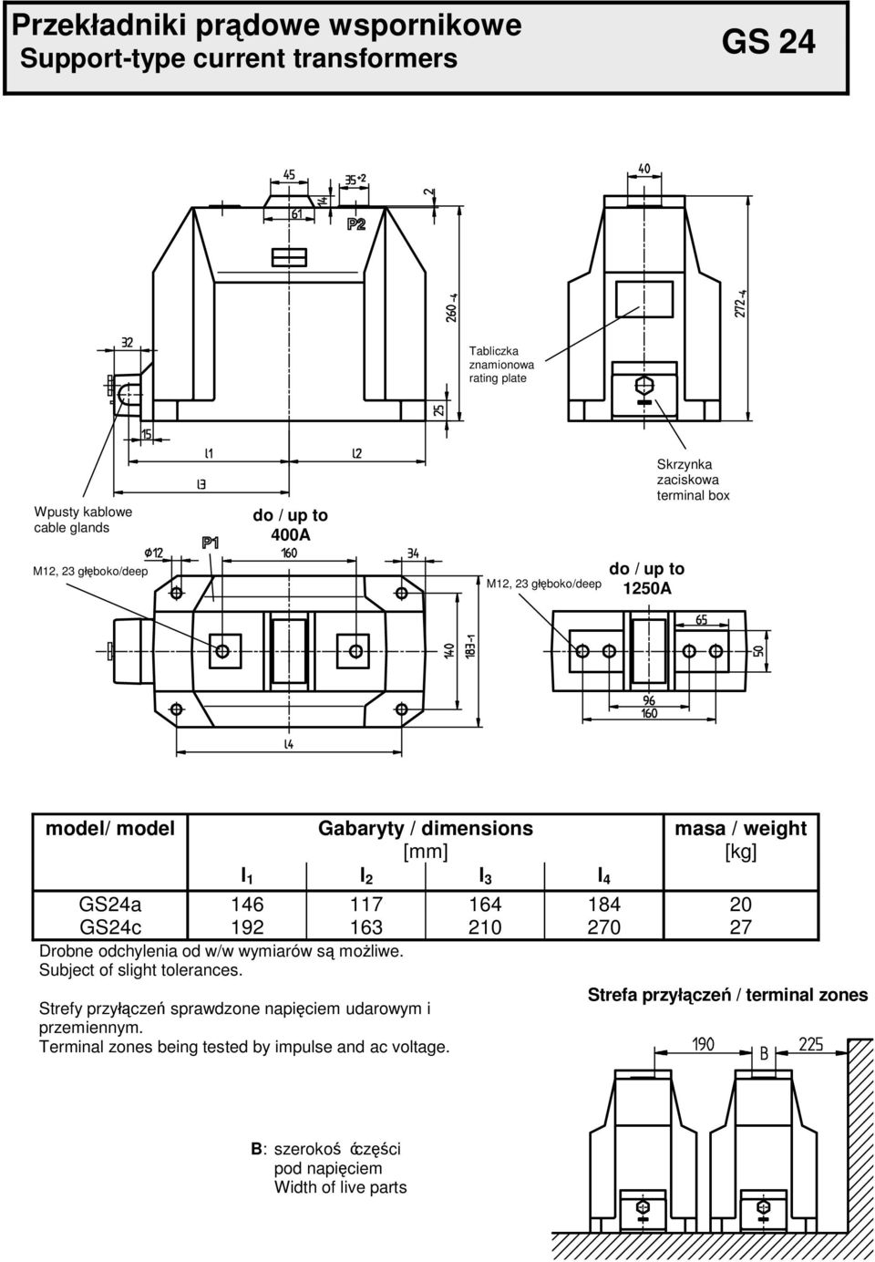GS24a 146 117 164 184 20 GS24c 192 163 210 270 27 Drobne odchylenia od w/w wymiarów s mo liwe. Subject of slight tolerances.