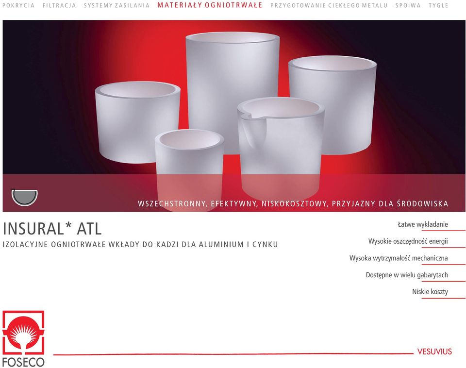 ATL IZOLACYJNE OGNIOTRWAŁE WKŁADY DO KADZI DLA ALUMINIUM I CYNKU Łatwe wykładanie Wysokie