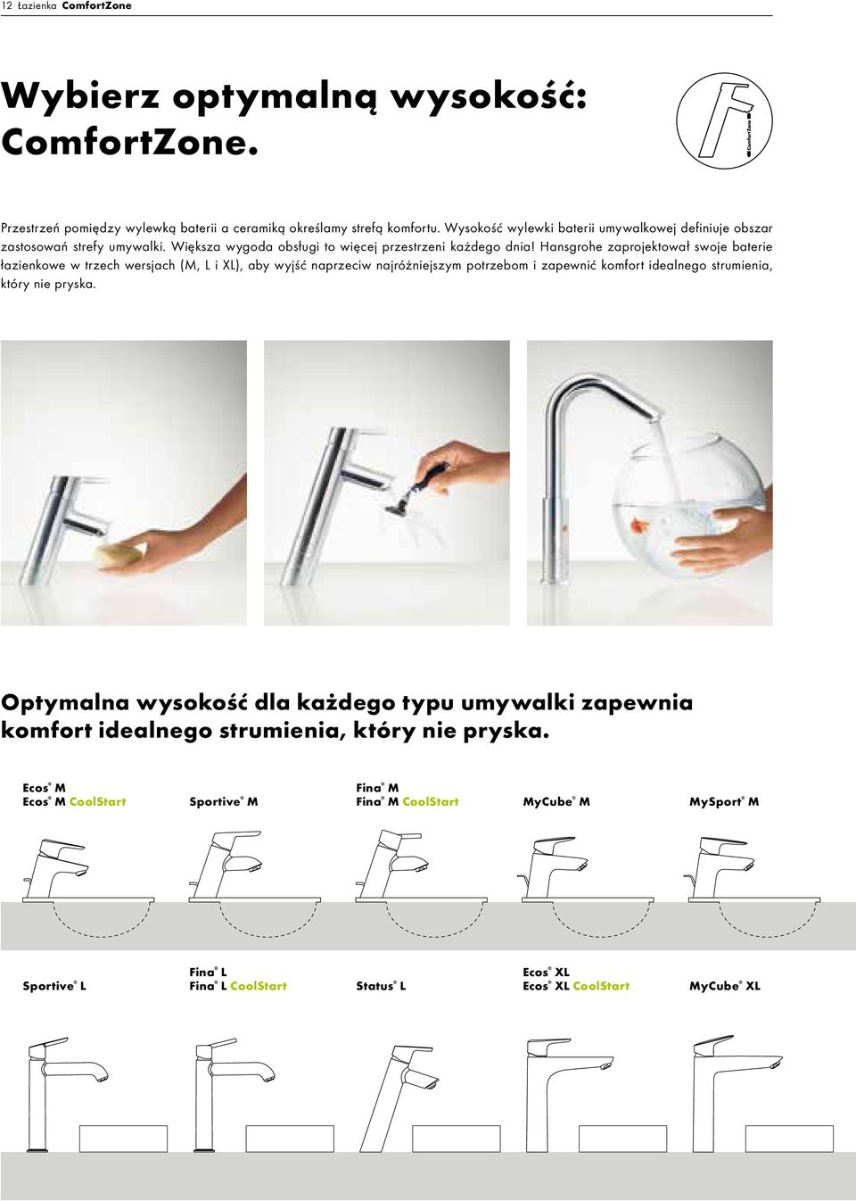 Hansgrohe zaprojektował swoje baterie łazienkowe w trzech wersjach (M, L i XL), aby wyjść naprzeciw najróżniejszym potrzebom i zapewnić komfort idealnego strumienia, który nie