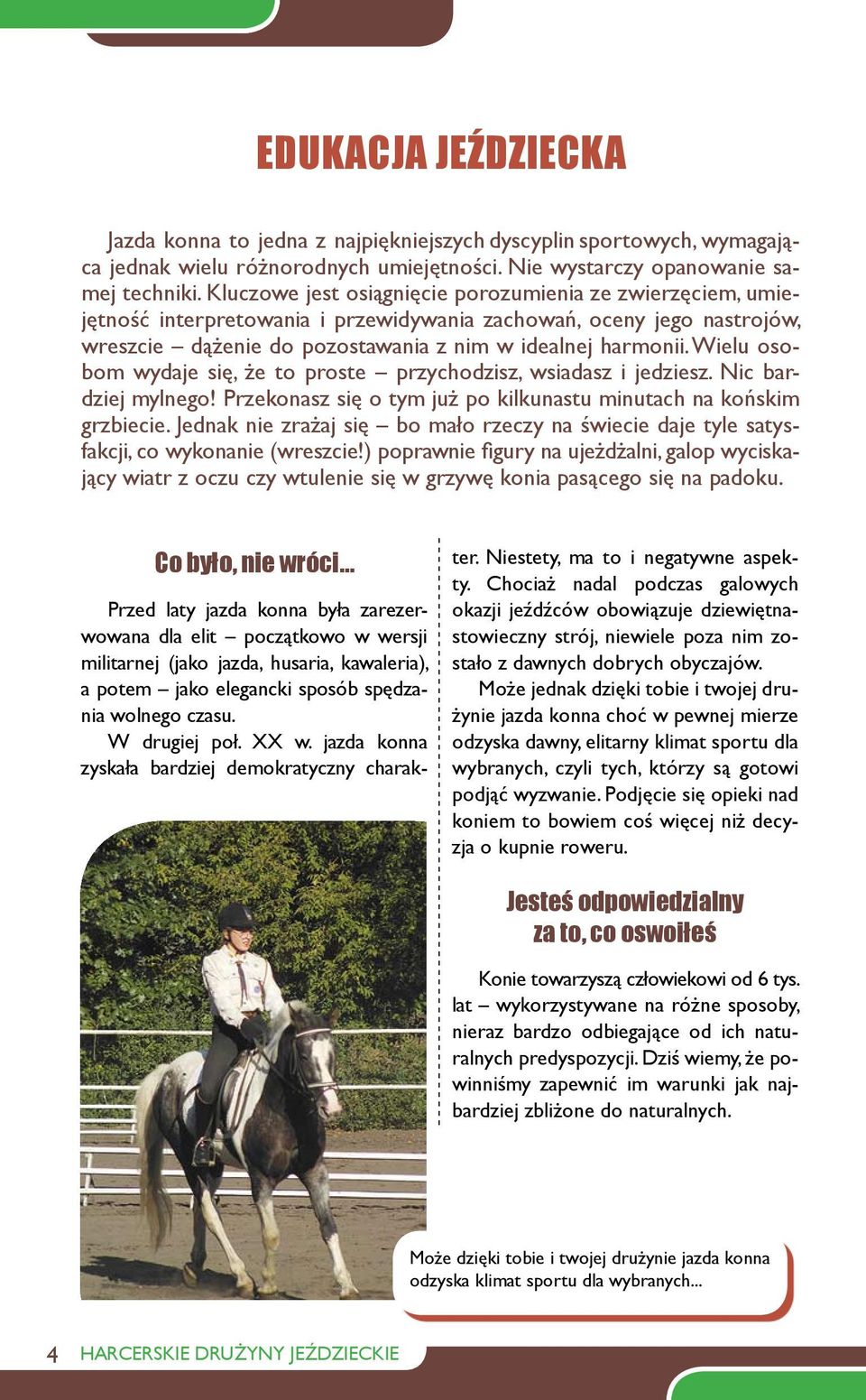 Wielu osobom wydaje się, że to proste przychodzisz, wsiadasz i jedziesz. Nic bardziej mylnego! Przekonasz się o tym już po kilkunastu minutach na końskim grzbiecie.