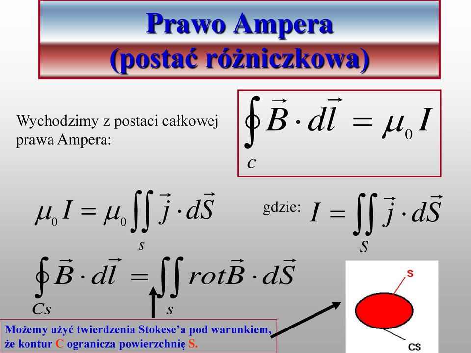 użyć twierdzenia Stokese a pod warunkiem, że kontur C