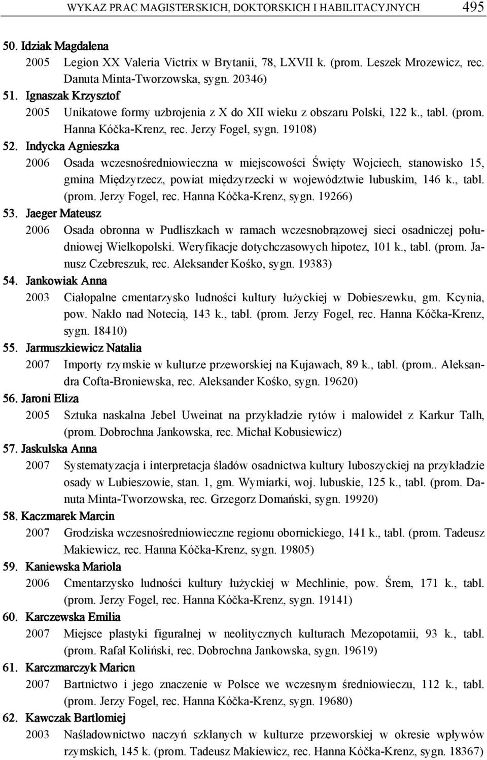 Indycka Agnieszka 2006 Osada wczesnośredniowieczna w miejscowości Święty Wojciech, stanowisko 15, gmina Międzyrzecz, powiat międzyrzecki w województwie lubuskim, 146 k., tabl. (prom. Jerzy Fogel, rec.