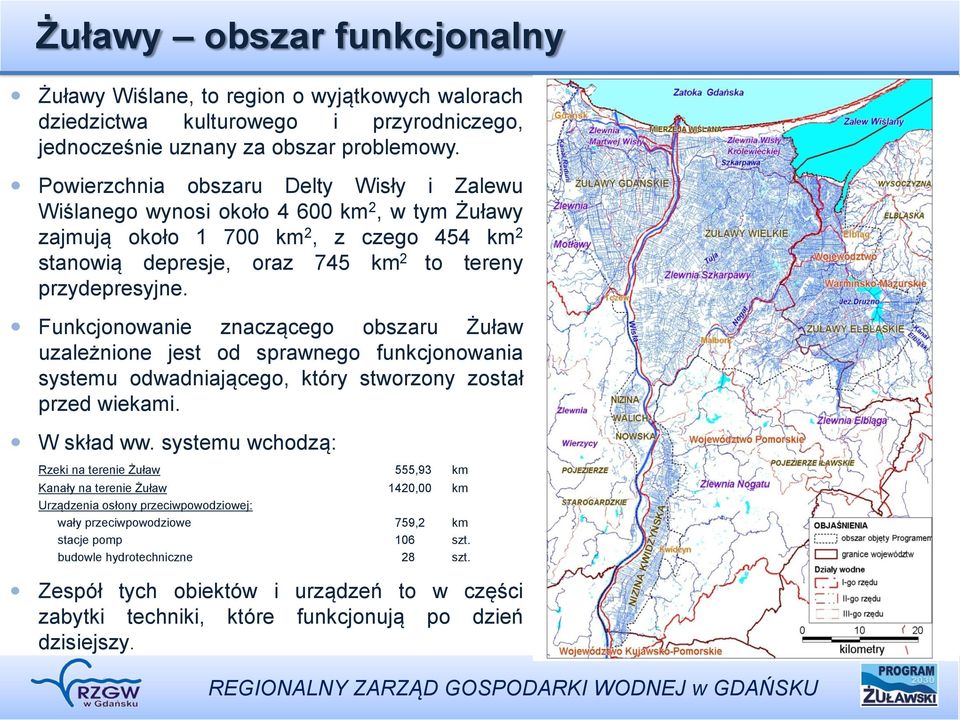 Funkcjonowanie znaczącego obszaru Żuław uzależnione jest od sprawnego funkcjonowania systemu odwadniającego, który stworzony został przed wiekami. W skład ww.