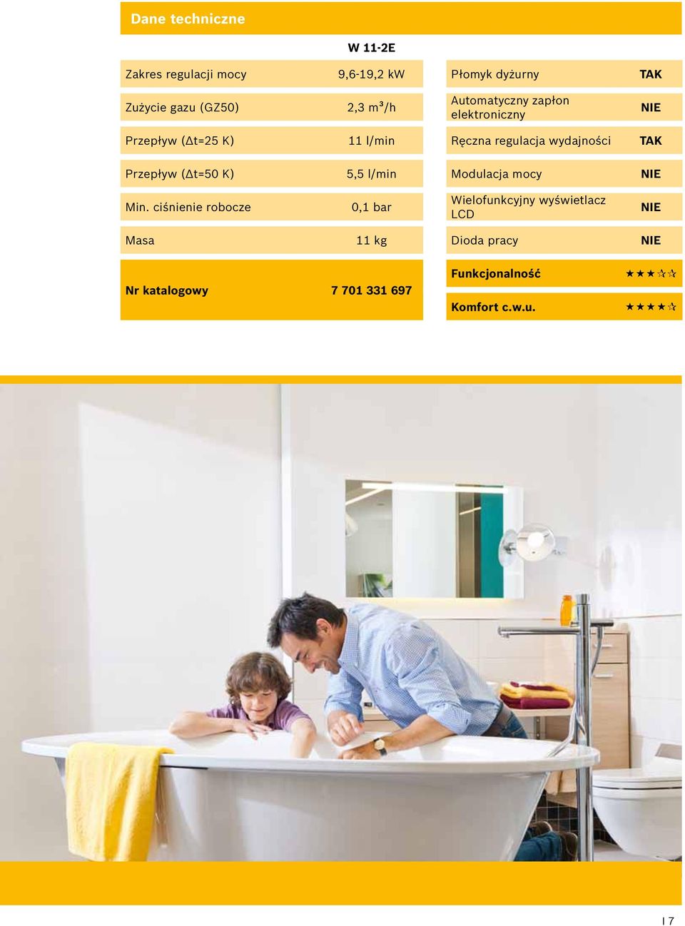 Przepływ (Δt=50 K) 5,5 l/min Modulacja mocy NIE Min.