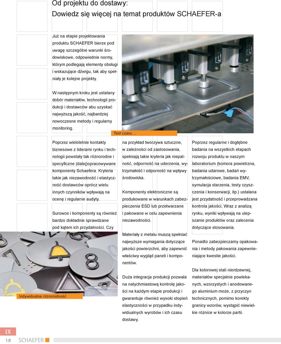 W następnym kroku jest ustalany dobór materiałów, technologii produkcji i dostawców abu uzyskać najwyższą jakość, najbardziej nowoczesne metody i regularny monitoring. Test czasu.