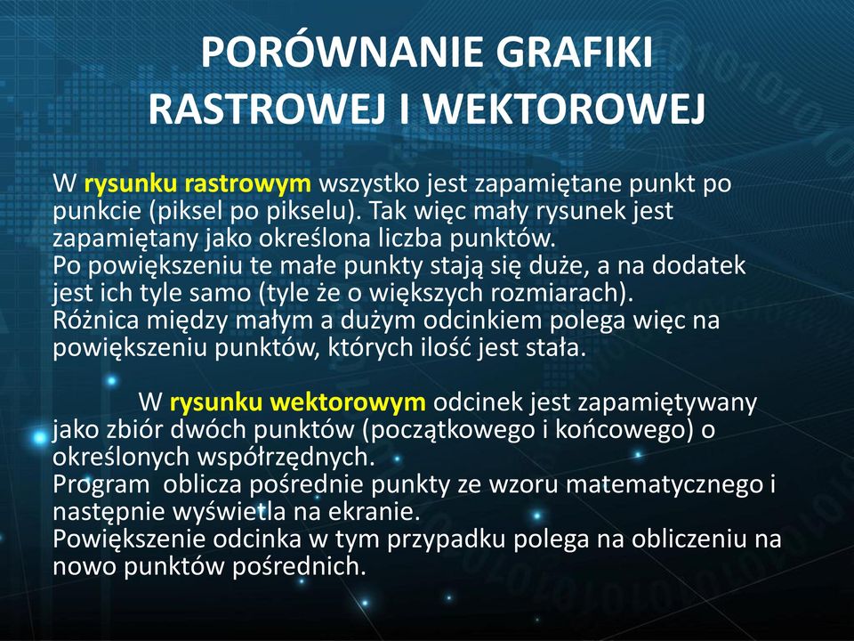 Po powiększeniu te małe punkty stają się duże, a na dodatek jest ich tyle samo (tyle że o większych rozmiarach).