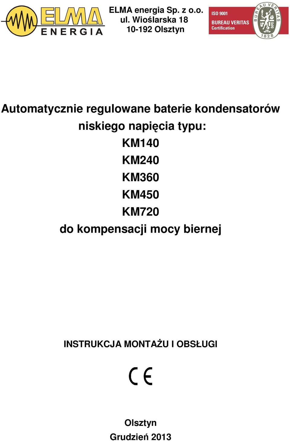baterie kondensatorów niskiego napięcia typu: KM140 KM240