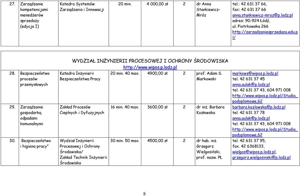 Bezpieczeństwo i higiena pracy WYDZIAŁ INŻYNIERII PROCESOWEJ I OCHRONY ŚRODOWISKA http://www.wipos.p.lodz.
