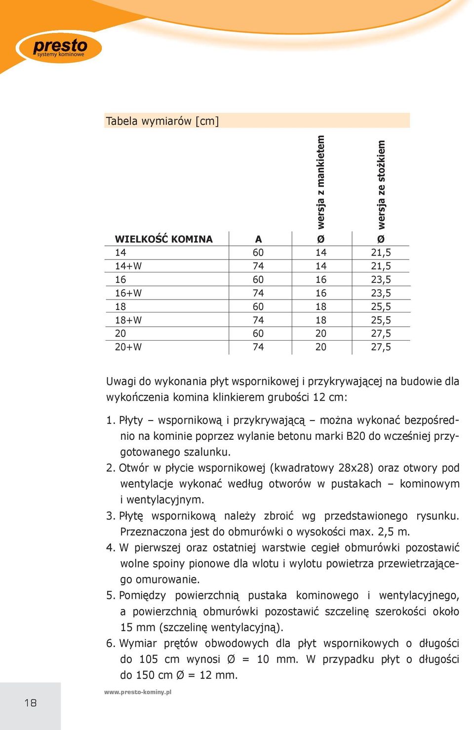 PLyty wspornikowo i przykrywajoco mopna wykona: bezpo9rednio na kominie poprzez wylanie betonu marki B do wcze9niej przygotowanego szalunku. 2.