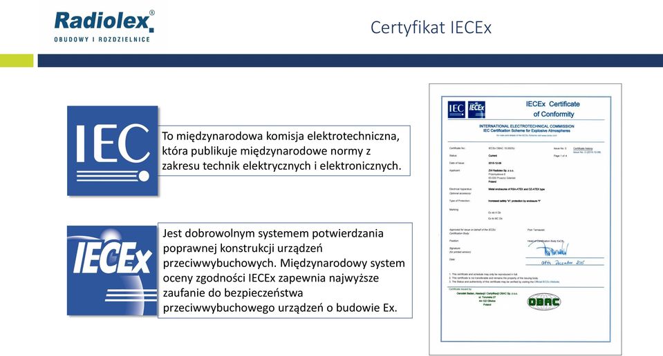 Jest dobrowolnym systemem potwierdzania poprawnej konstrukcji urządzeń przeciwwybuchowych.