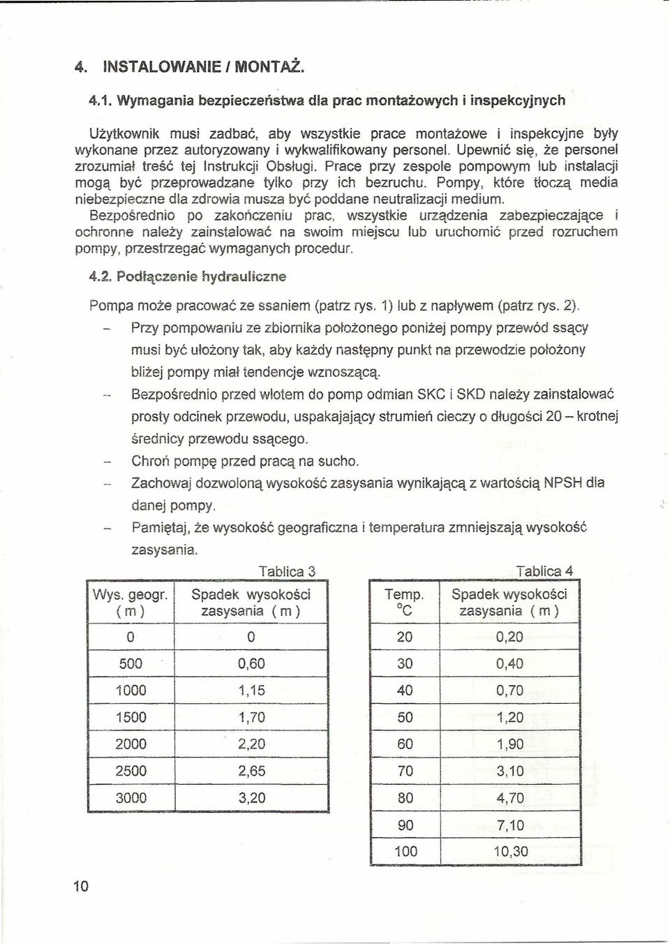 Upewnić się, że personel zrozumiał treść tej Instrukcji Obsługi. Prace przy zespole pompowym lub instalacji mogą być przeprowadzane tylko przy ich bezruchu.