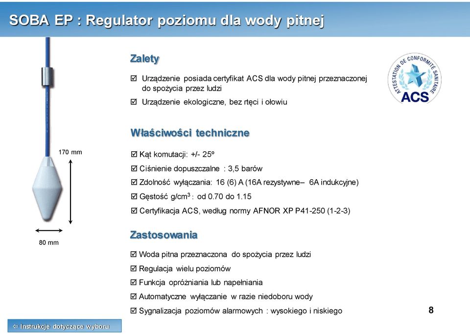 indukcyjne) Gęstość g/cm 3 : od 0.70 do 1.