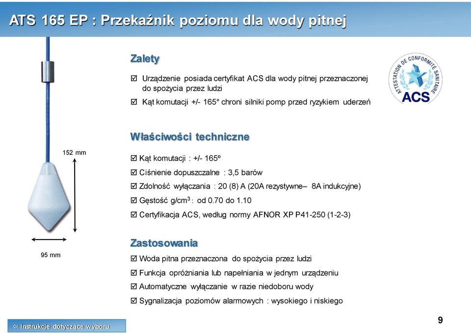 wyłączania : 20 (8) A (20A rezystywne 8A indukcyjne) Gęstość g/cm 3 : od 0.70 do 1.