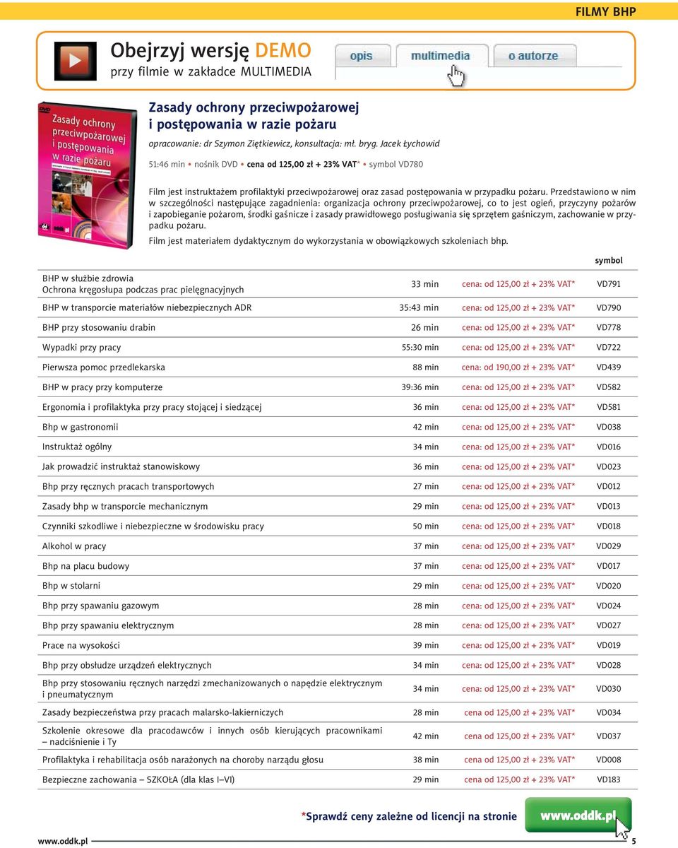 Przedstawiono w nim w szczególności następujące zagadnienia: organizacja ochrony przeciwpożarowej, co to jest ogień, przyczyny pożarów i zapobieganie pożarom, środki gaśnicze i zasady prawidłowego