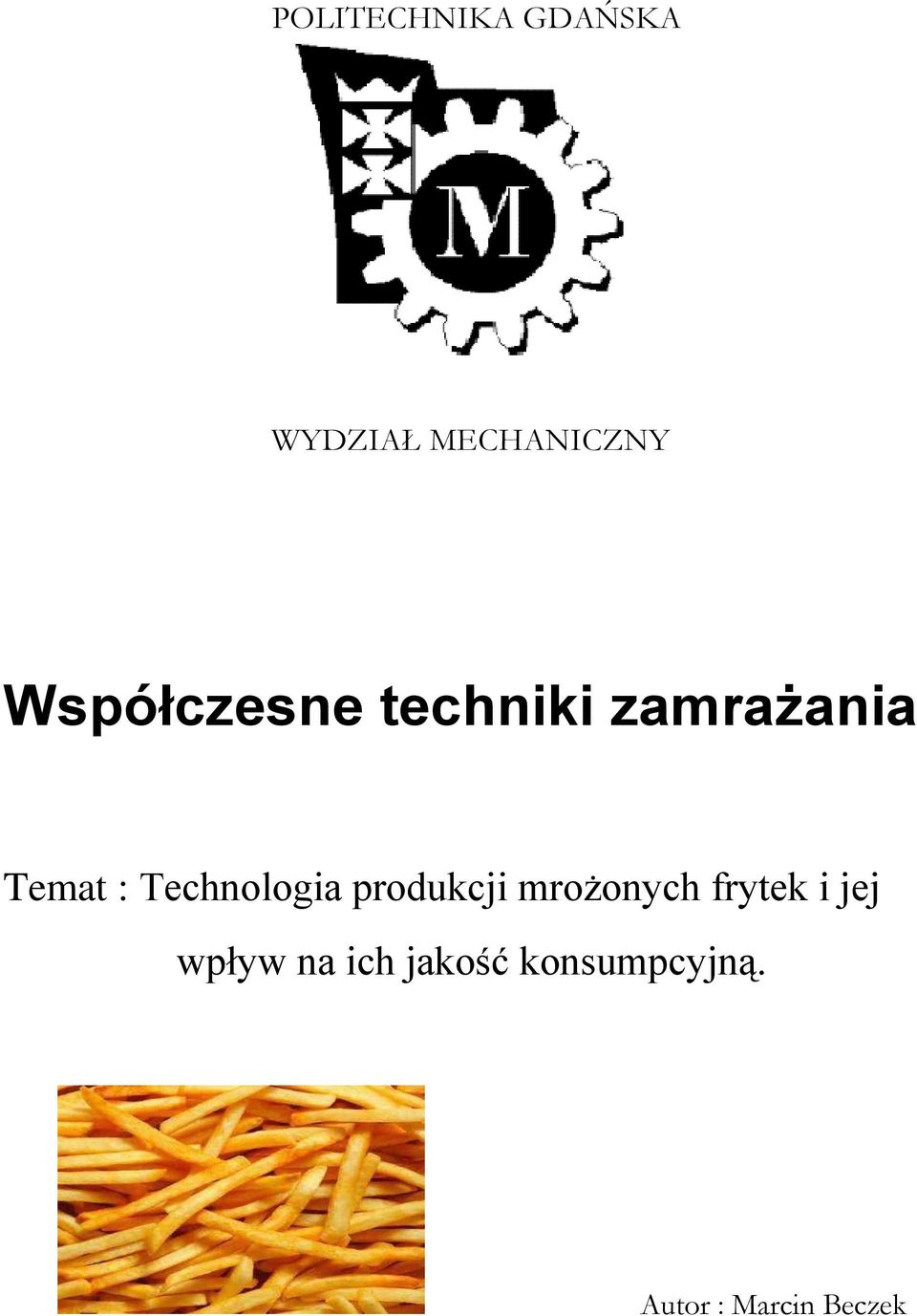 Technologia produkcji mrożonych frytek i jej