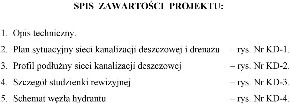 Nr KD-1. 3. Profil podłużny sieci kanalizacji deszczowej rys.