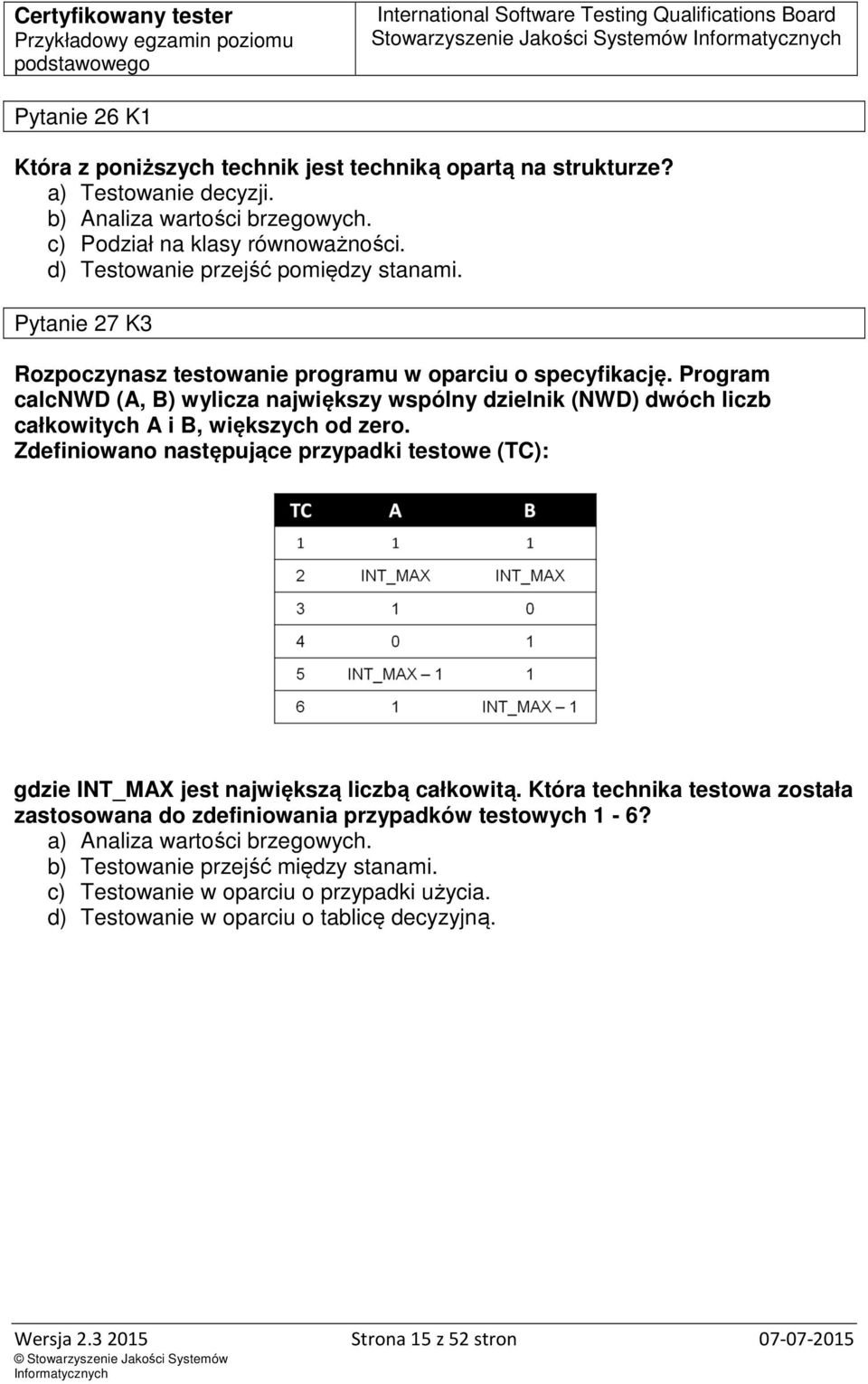 Program calcnwd (A, B) wylicza największy wspólny dzielnik (NWD) dwóch liczb całkowitych A i B, większych od zero.