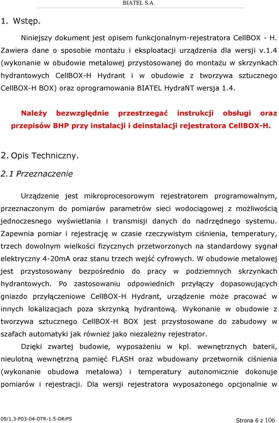 Opis Techniczny. 2.