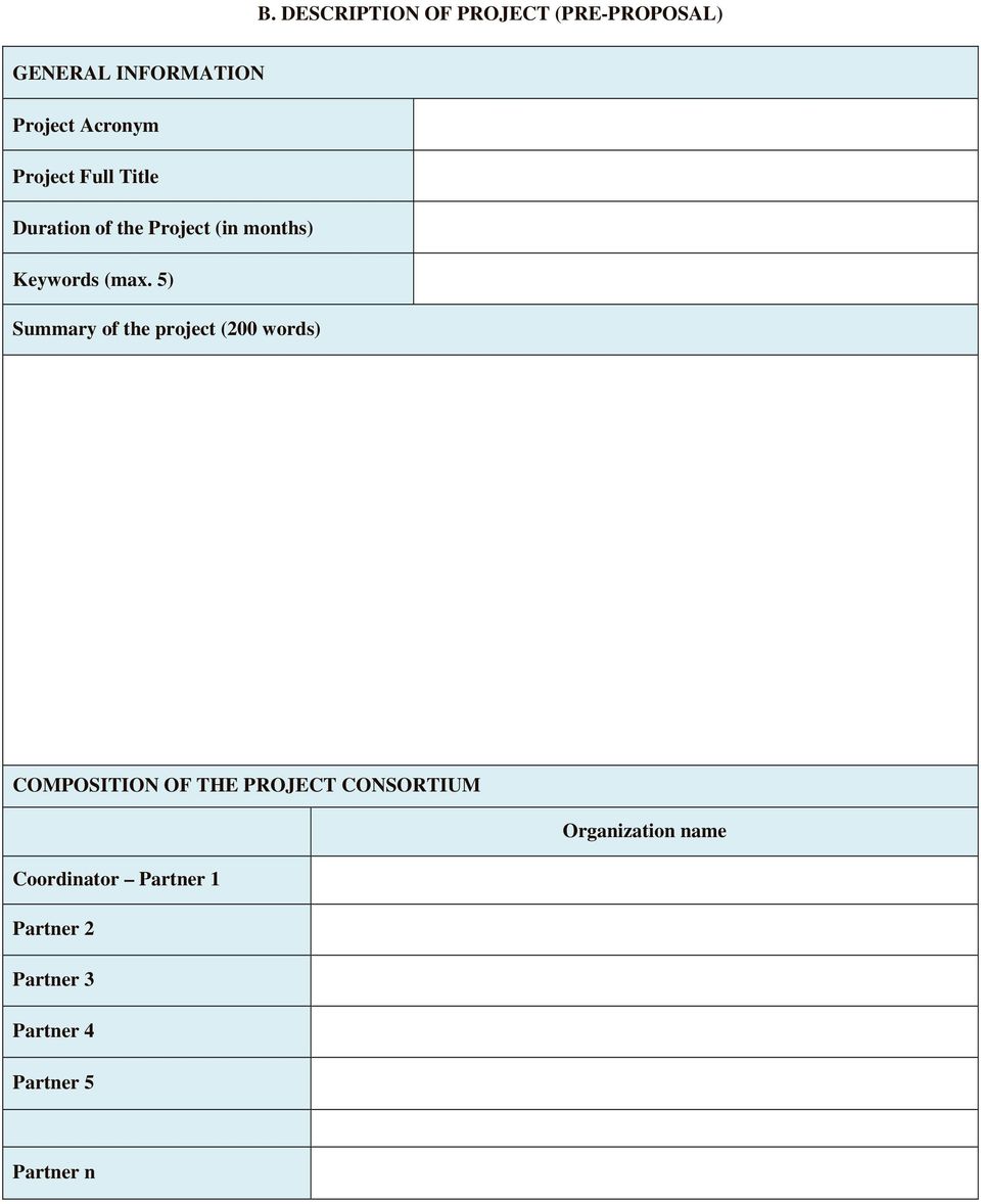 5) Summary of the project (200 words) COMPOSITION OF THE PROJECT CONSORTIUM