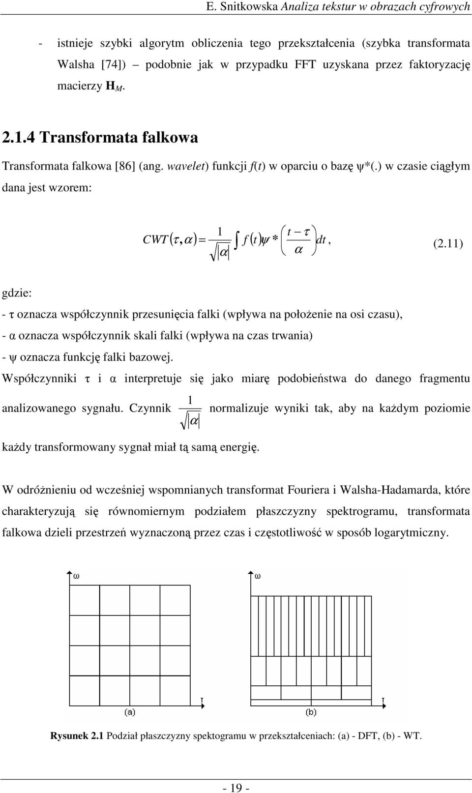 ) gdze: - oznacza współczynnk przesunca falk (wpływa na połoene na os czasu), - oznacza współczynnk skal falk (wpływa na czas trwana) - oznacza funkcj falk bazowej.