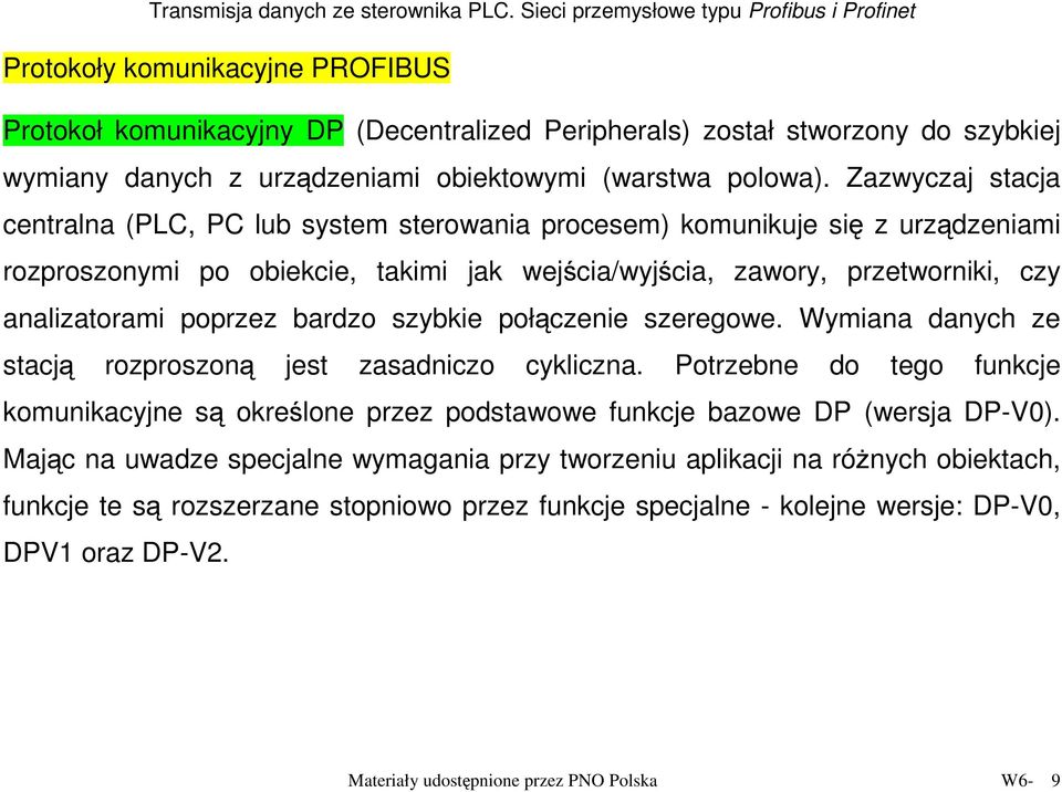 poprzez bardzo szybkie połączenie szeregowe. Wymiana danych ze stacją rozproszoną jest zasadniczo cykliczna.