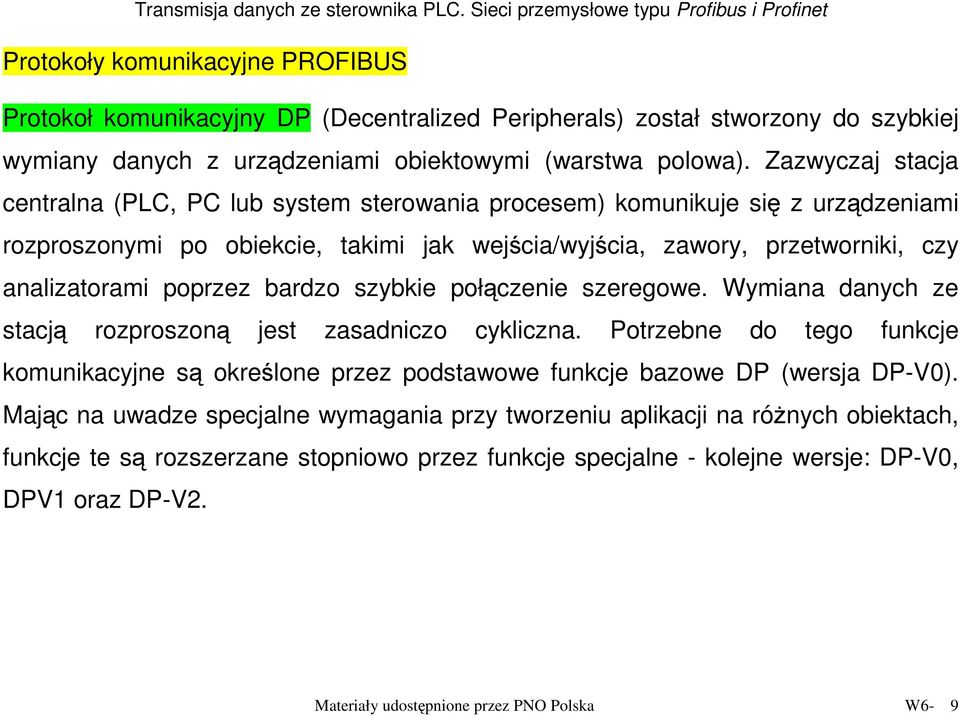 poprzez bardzo szybkie połączenie szeregowe. Wymiana danych ze stacją rozproszoną jest zasadniczo cykliczna.