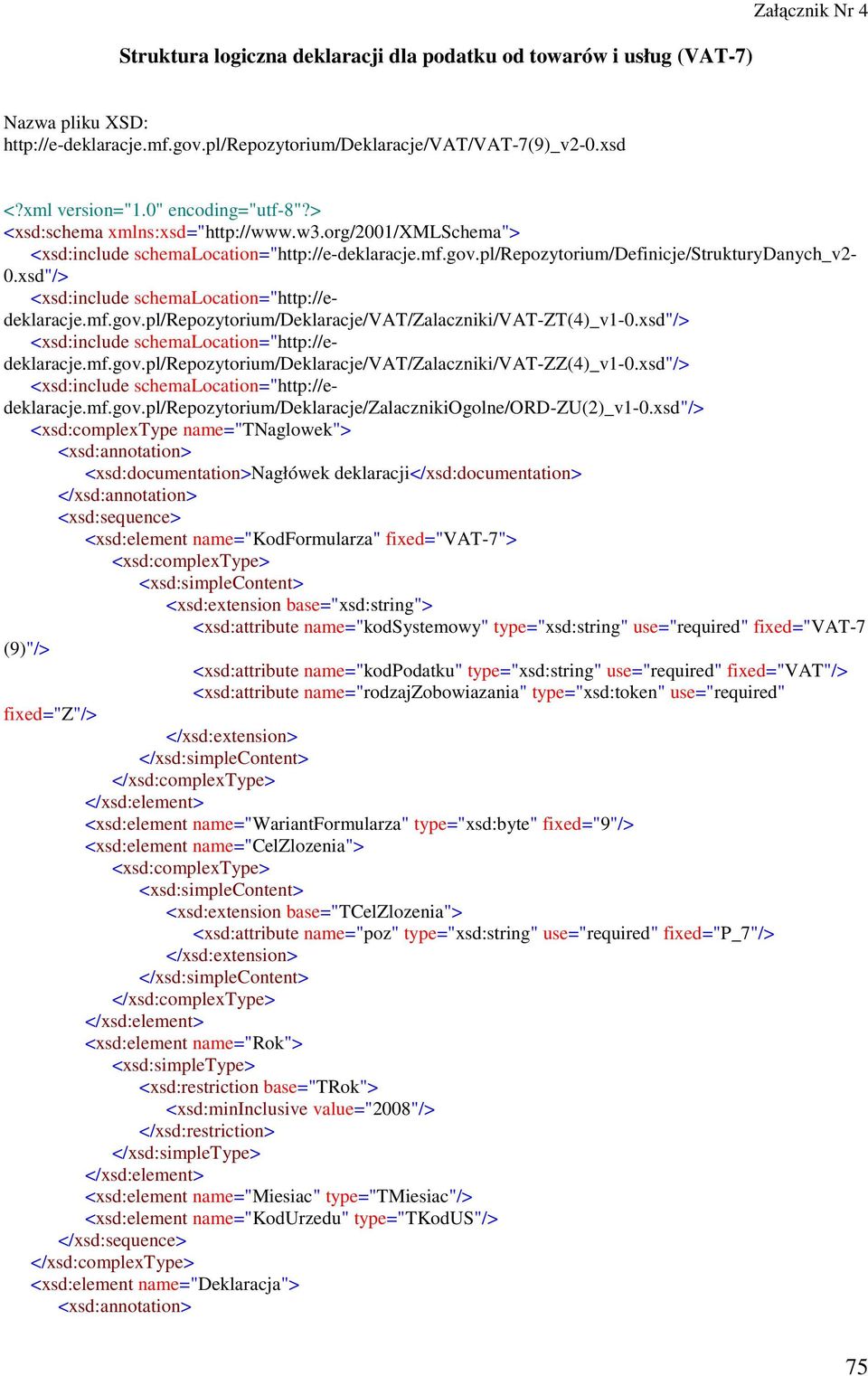 xsd"/> <xsd:include schemalocation="http://edeklaracje.mf.gov.pl/repozytorium/deklaracje/vat/zalaczniki/vat-zt(4)_v1-0.xsd"/> <xsd:include schemalocation="http://edeklaracje.mf.gov.pl/repozytorium/deklaracje/vat/zalaczniki/vat-zz(4)_v1-0.