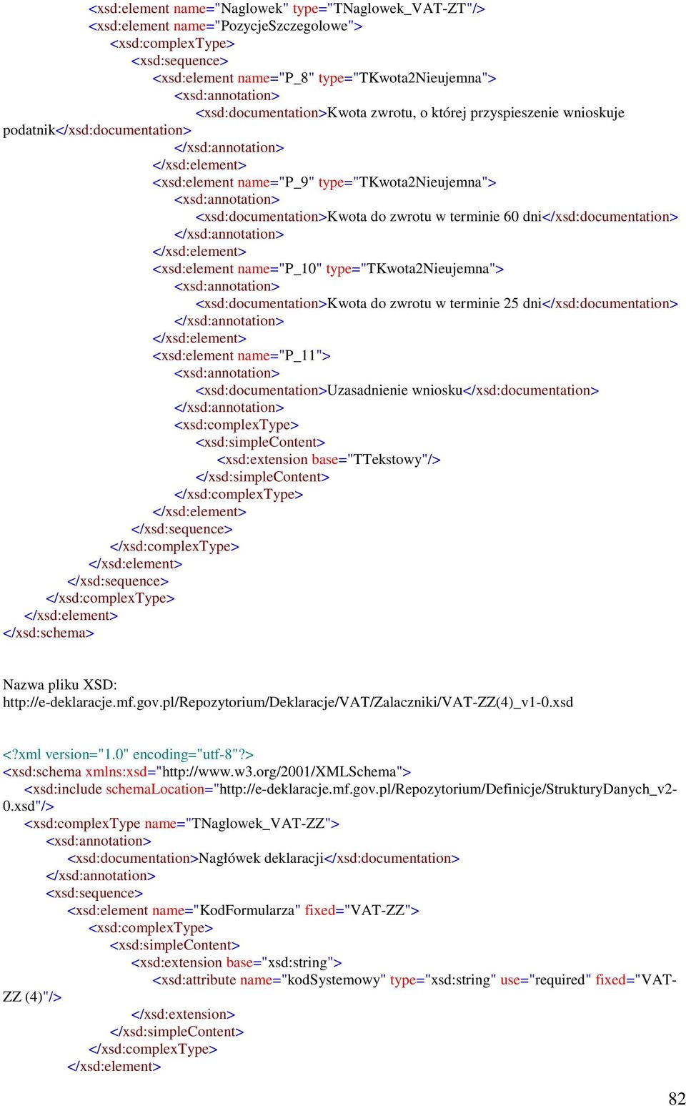 name="p_10" type="tkwota2nieujemna"> <xsd:documentation>kwota do zwrotu w terminie 25 dni</xsd:documentation> <xsd:element name="p_11"> <xsd:documentation>uzasadnienie wniosku</xsd:documentation>
