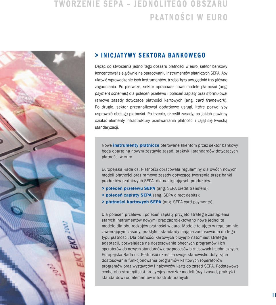 payment schemes) dla poleceń przelewu i poleceń zapłaty oraz sformułował ramowe zasady dotyczące płatności kartowych (ang. card framework).
