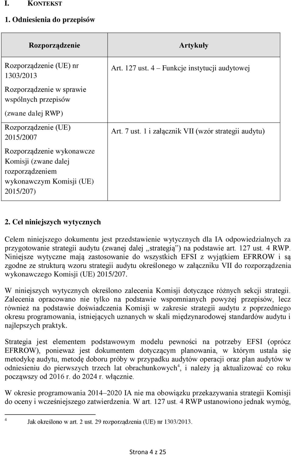 1 i załącznik VII (wzór strategii audytu) Rozporządzenie wykonawcze Komisji (zwane dalej rozporządzeniem wykonawczym Komisji (UE) 2015/207) 2.