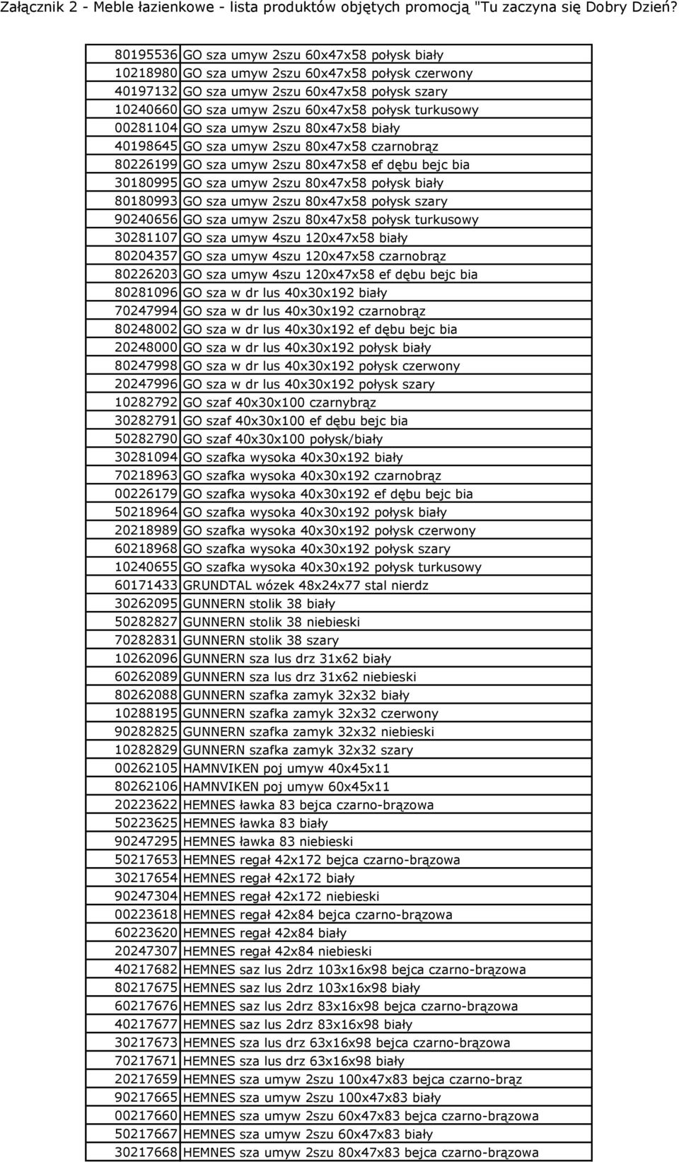 sza umyw 2szu 80x47x58 połysk szary 90240656 GO sza umyw 2szu 80x47x58 połysk turkusowy 30281107 GO sza umyw 4szu 120x47x58 biały 80204357 GO sza umyw 4szu 120x47x58 czarnobrąz 80226203 GO sza umyw