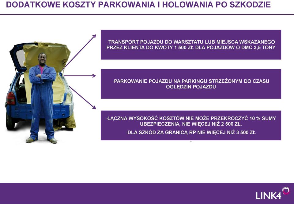 POJAZDU NA PARKINGU STRZEŻONYM DO CZASU OGLĘDZIN POJAZDU ŁĄCZNA WYSOKOŚĆ KOSZTÓW NIE MOŻE