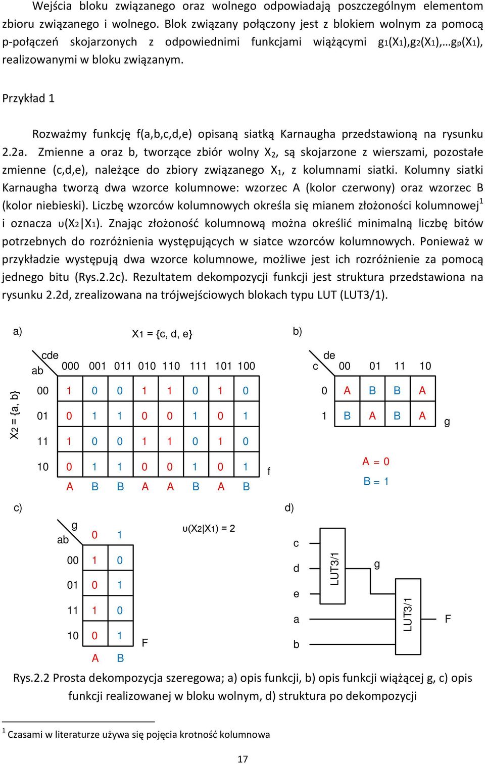 Przykład 1 Rozważmy funkcję f(a,b,c,d,e) opisaną siatką Karnaugha przedstawioną na rysunku 2.2a.