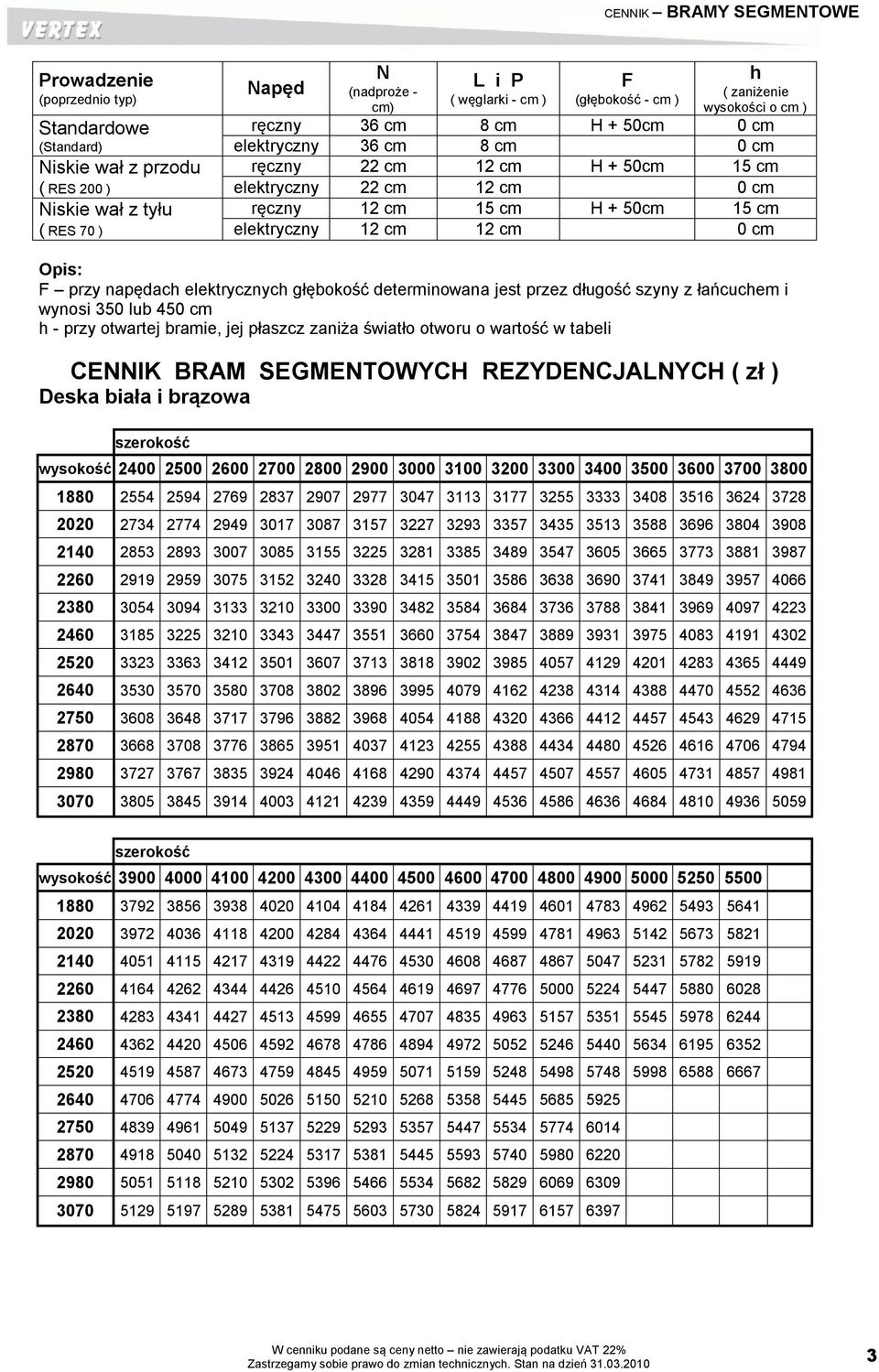 elektryczny 12 cm 12 cm 0 cm Opis: F przy napędach elektrycznych głębokość determinowana jest przez długość szyny z łańcuchem i wynosi 350 lub 450 cm h - przy otwartej bramie, jej płaszcz zaniża