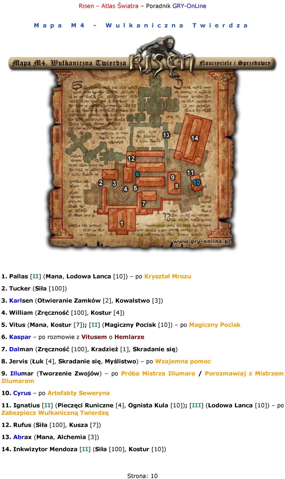 Dalman (Zręczność [100], Kradzież [1], Skradanie się) 8. Jervis (Łuk [4], Skradanie się, Myślistwo) po Wzajemna pomoc 9.